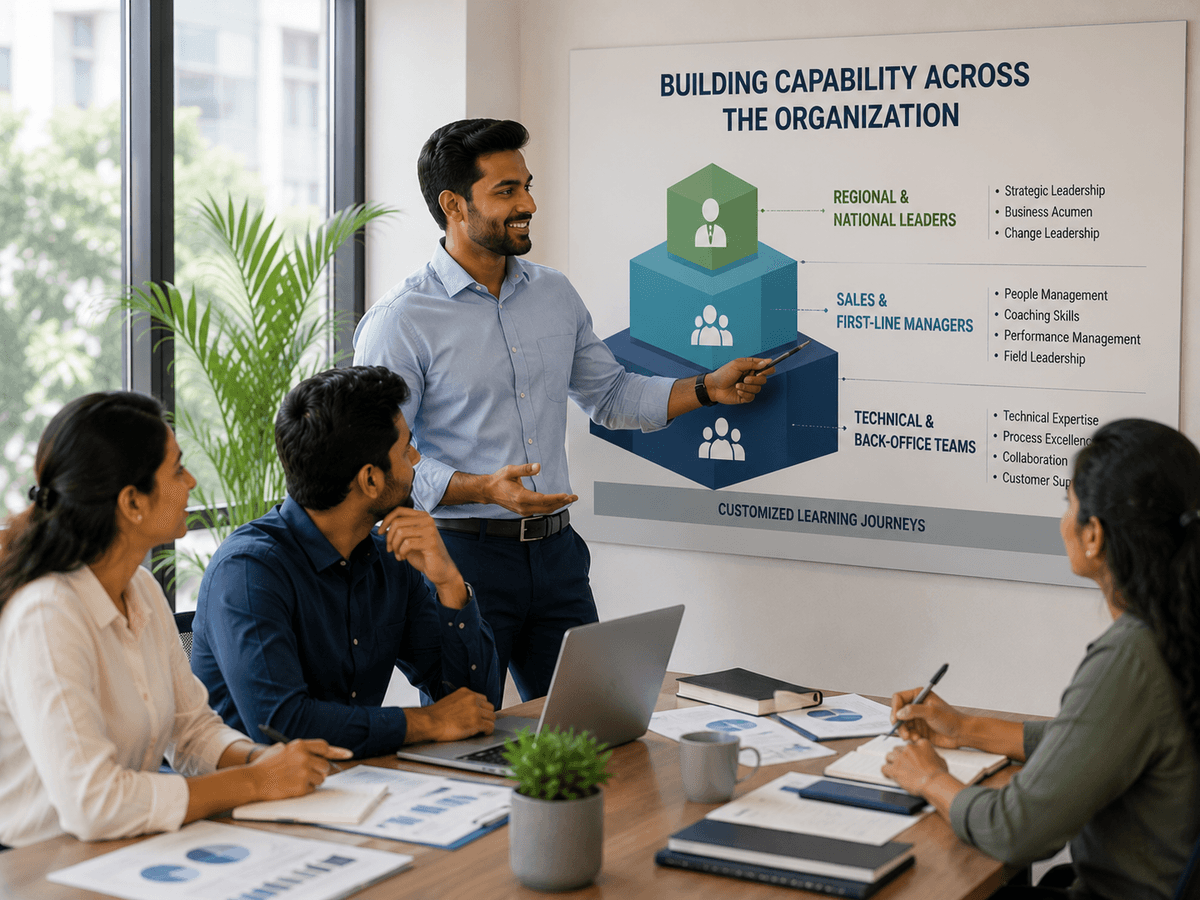 Illustration of a team working together to achieve organizational capability